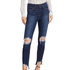 L'AGENCE Dark Blue Distressed Skinny Jeans